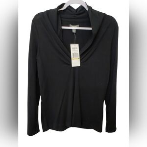 NWT Kenneth Cole Reaction Black Draped Top M